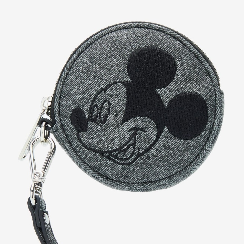 Loungefly Disney Mickey Mouse Gray Denim Coin Purse BoxLunch Exclusive NWT